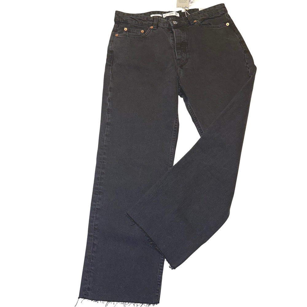 NWT Mango MNG Havana Straight faded black raw hem jeans size 8 Euro size 40